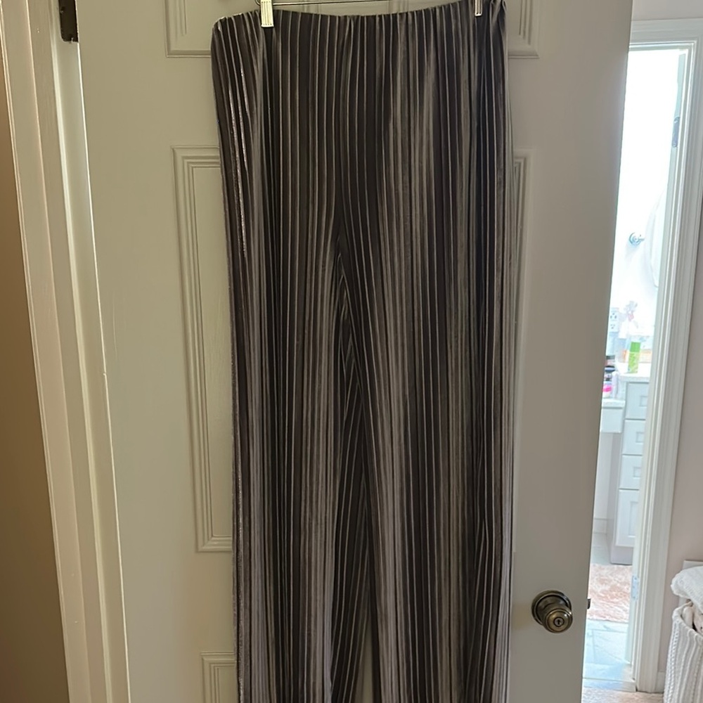 a new day grey pleated velvet look Wide Leg Pants.
